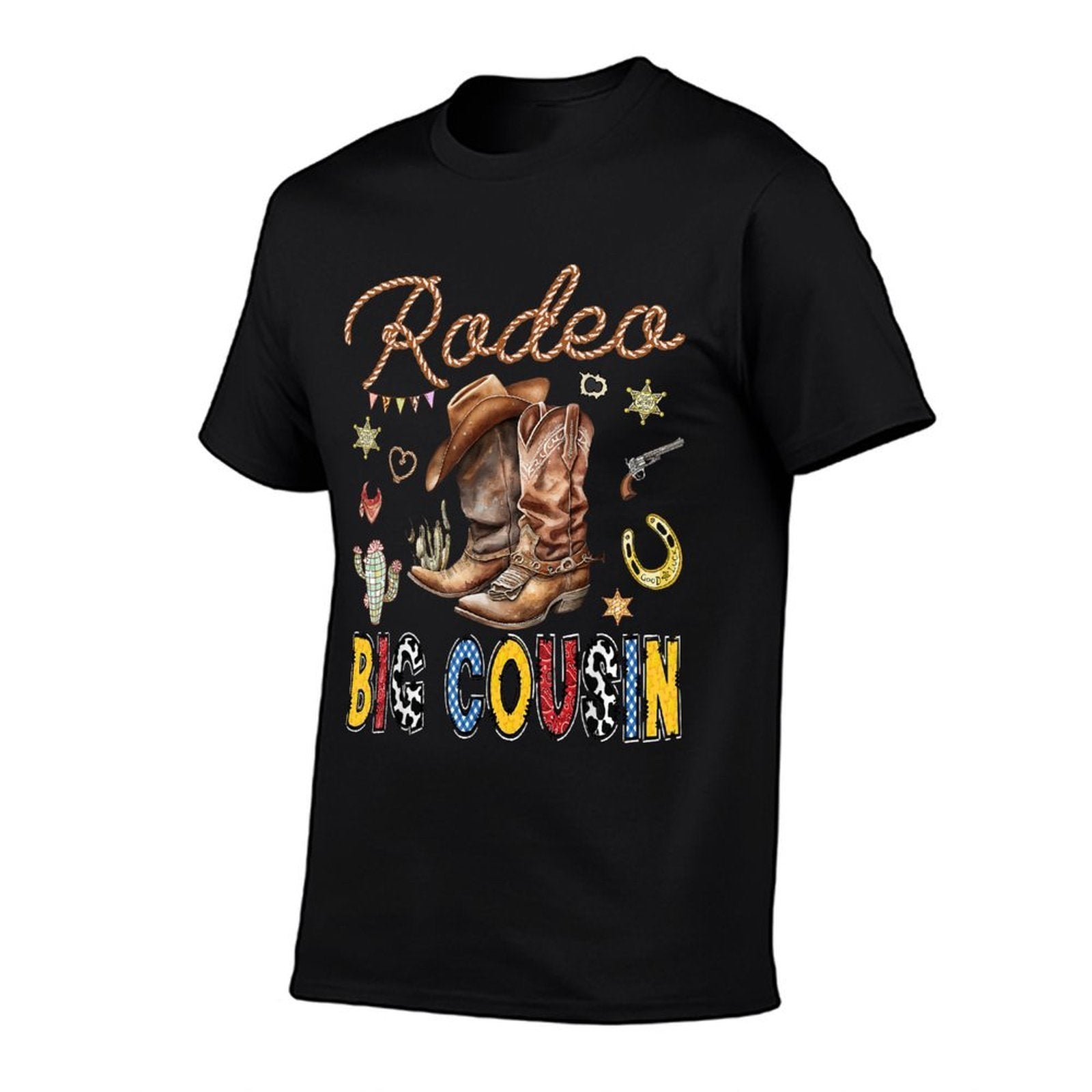 Rodeo Big Cousin Western Cowboy Birthday Matching Family  Oversized Silhouette T-Shirt