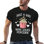 Funny Popcorn Art Girls Women Kids Popcorn Corn Kernel Lover  Graphic-printed T-Shirt