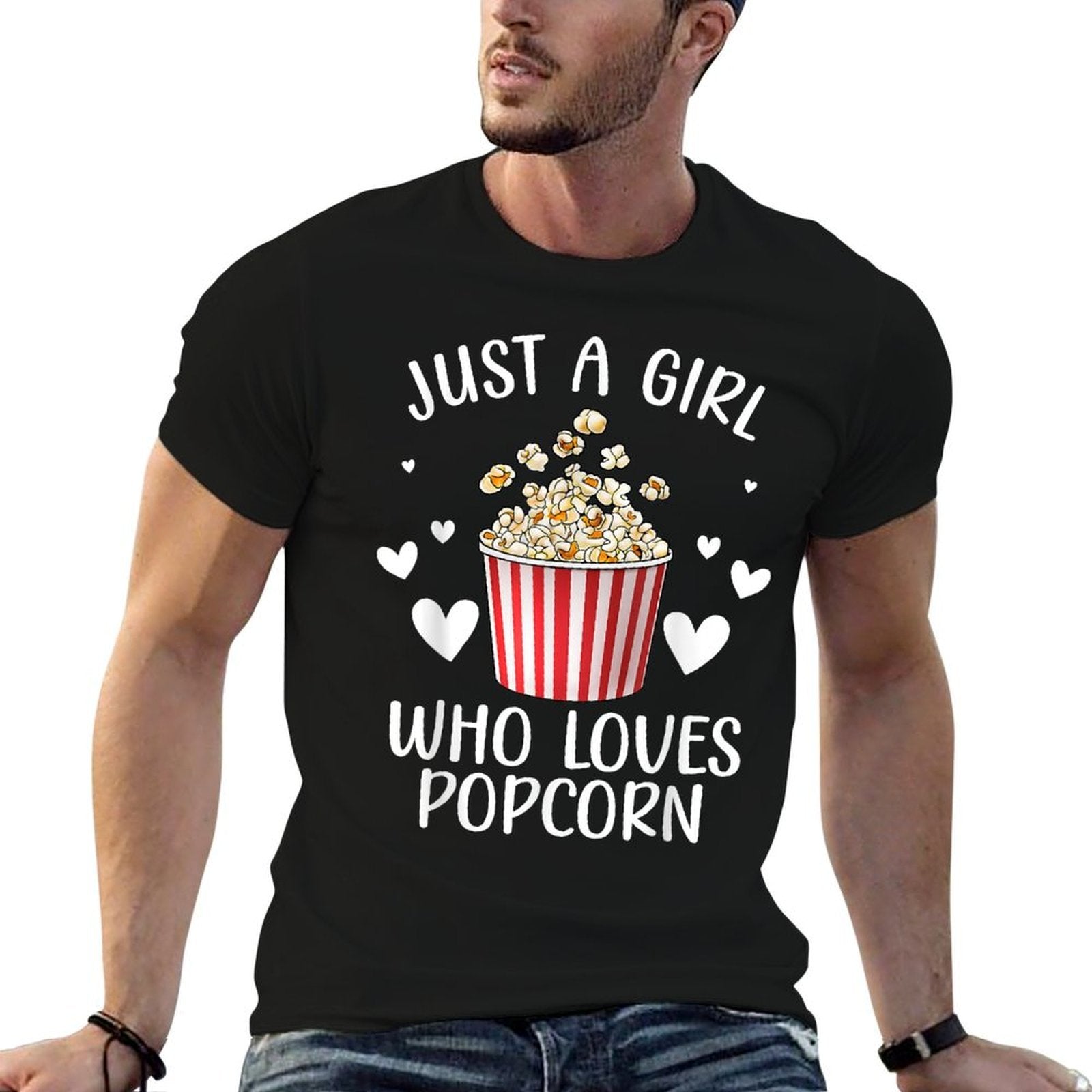 Funny Popcorn Art Girls Women Kids Popcorn Corn Kernel Lover  Graphic-printed T-Shirt