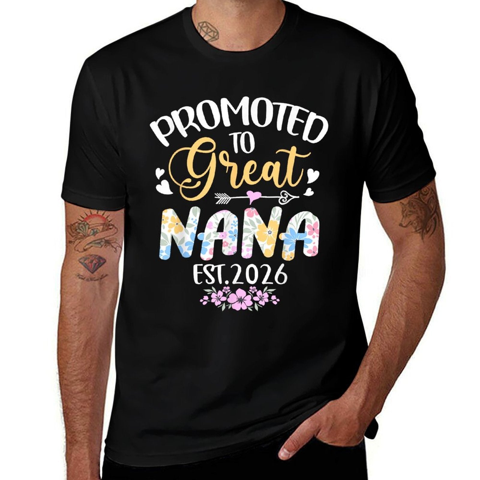 Promoted To Great Nana 2026 Soon To Be Nana  Heathered Texture T-Shirt