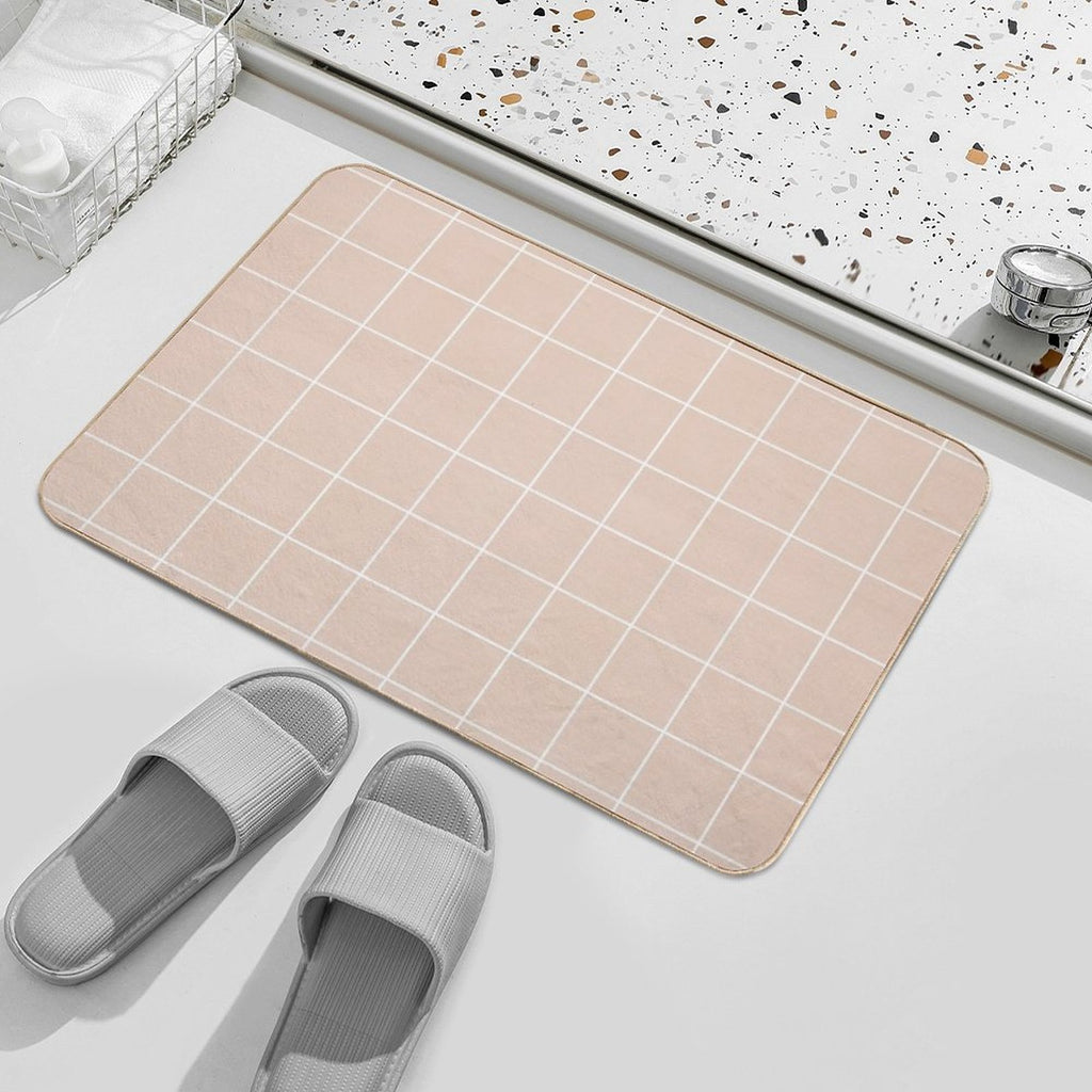 Check Pattern in Blush Color  Anti-Trip Bath Mat