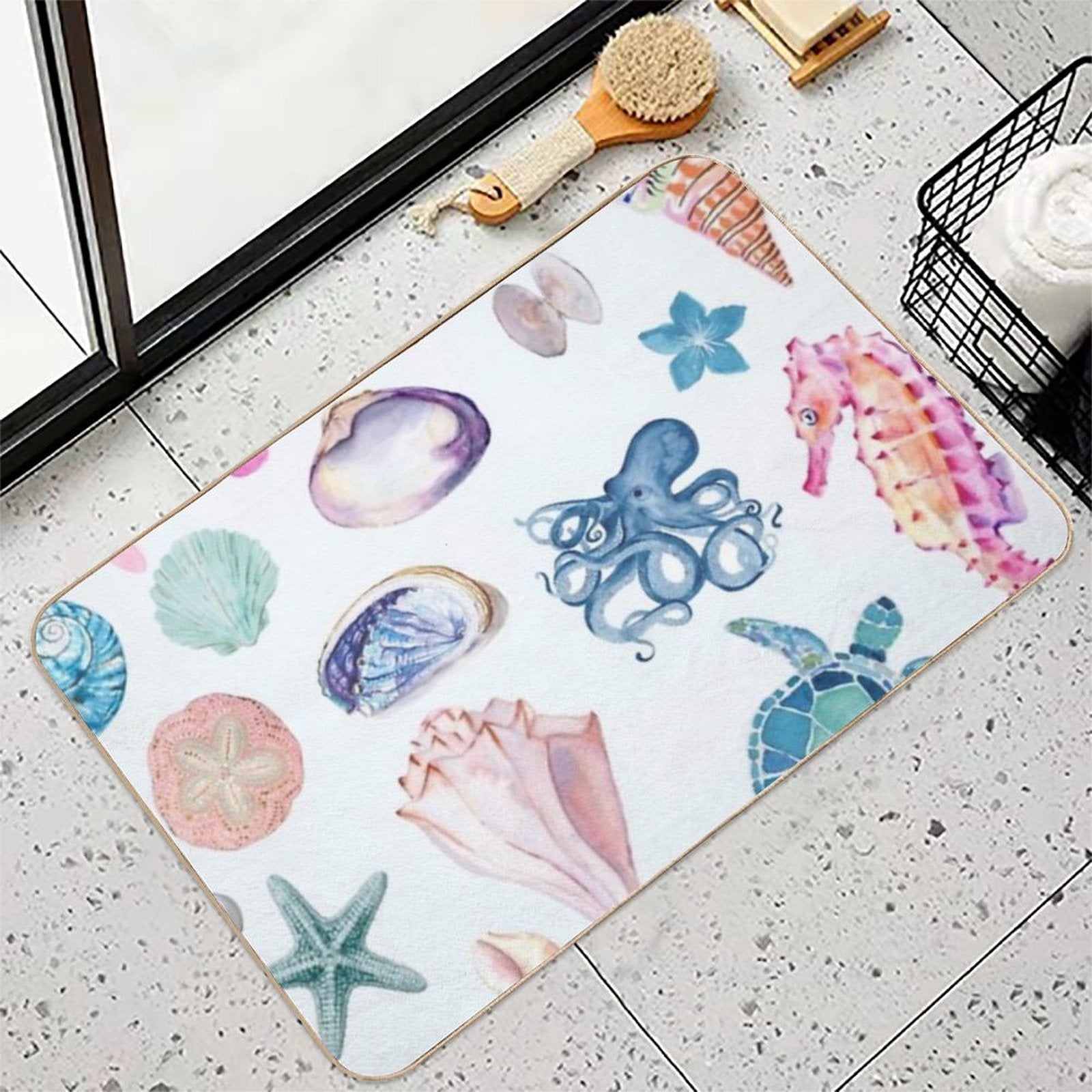 Preppy Beach 2  Fade-Resistant Bath Mat