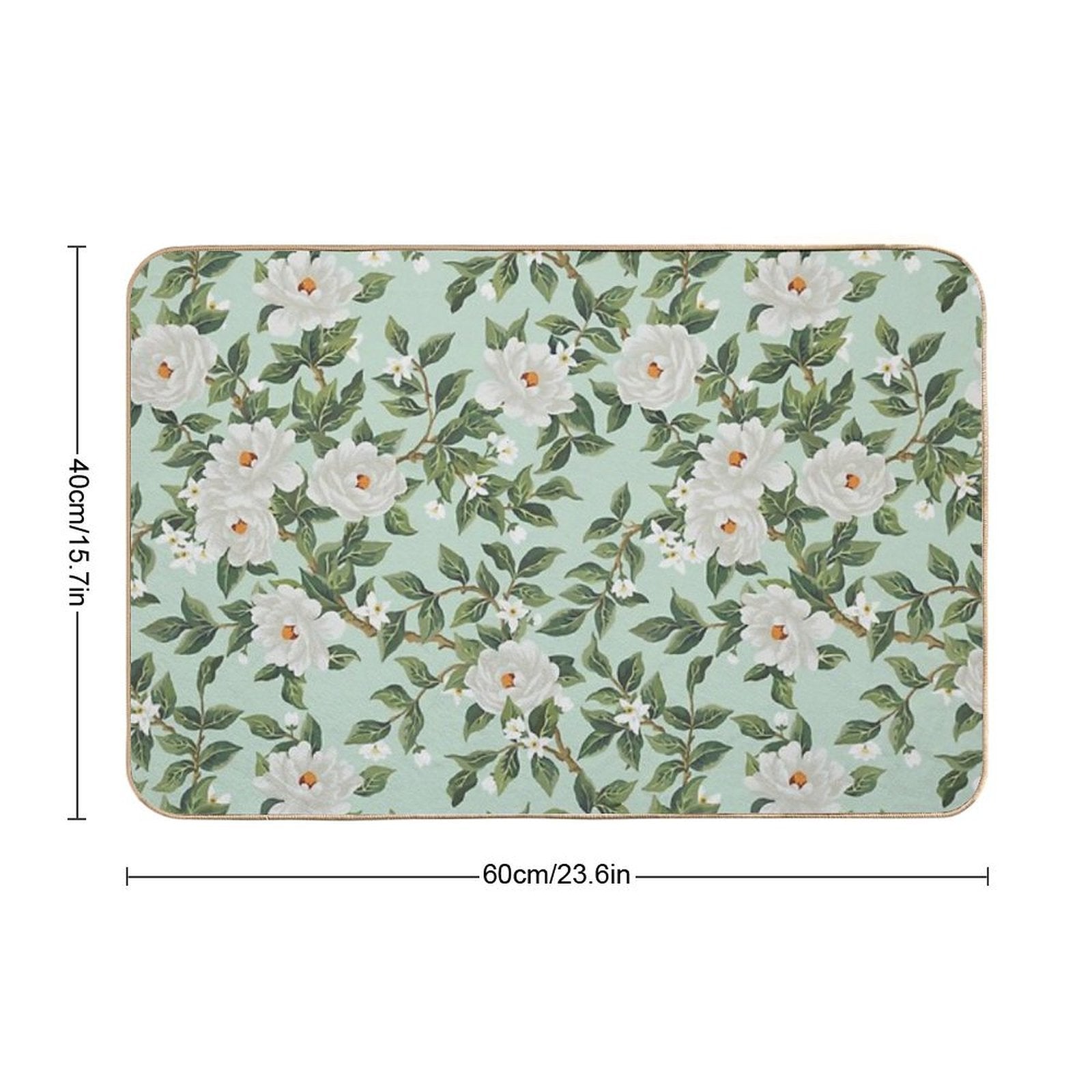 Cottage Floral - Mint Green  Stain-Proof Bath Mat