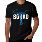 Colon Cancer Awareness Support Squad Blue Ribbon  Rolled Sleeves T-Shirt
