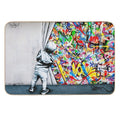 Behind The Curtain Boy - Colorful Graffiti Pop Art - Banksy Street Art Mural  Toxin-Free Bath Mat