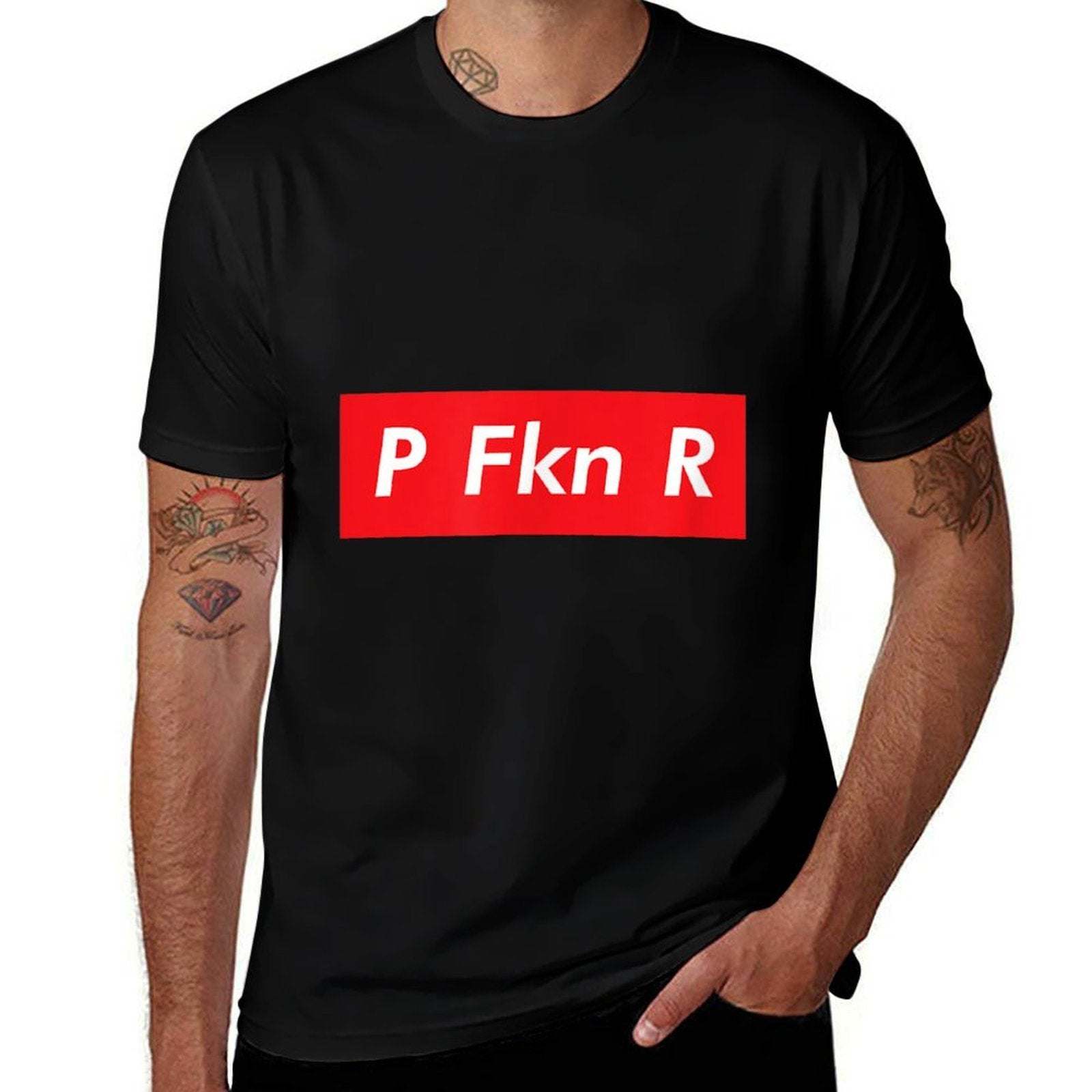 P FKN R Puerto Rico Fan Funny Meme Urban Slang Spanish Music  Rolled Sleeves T-Shirt