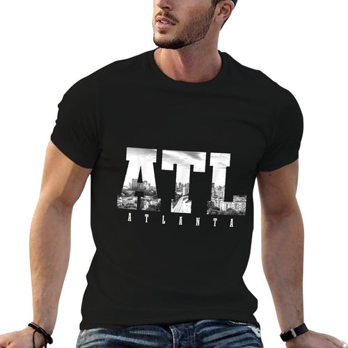 ATL Atlanta Skyline Pride Black  White Vintage Georgia  High-quality Stitching T-Shirt