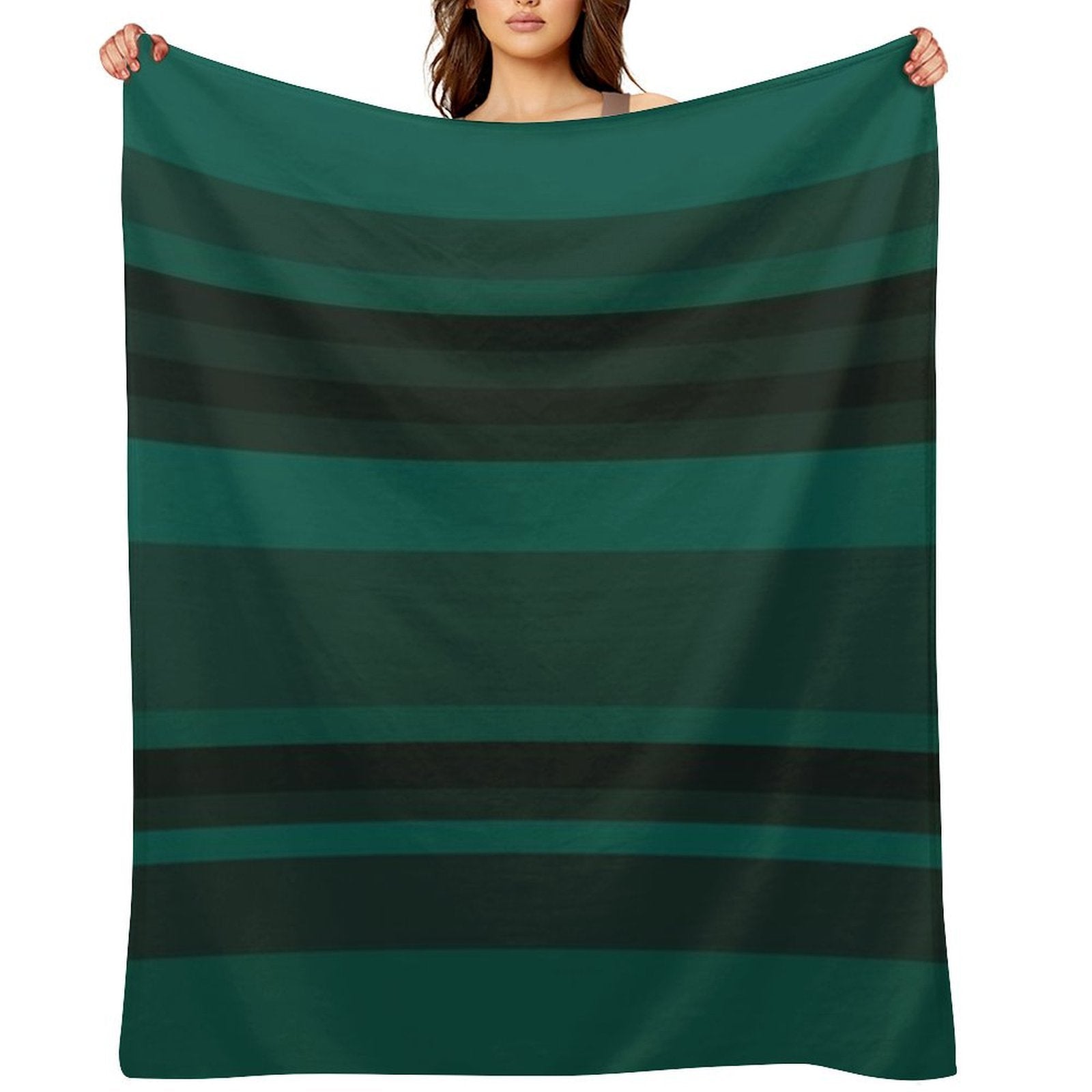 Glorious Green Stripes Lightweight Throw Blanket