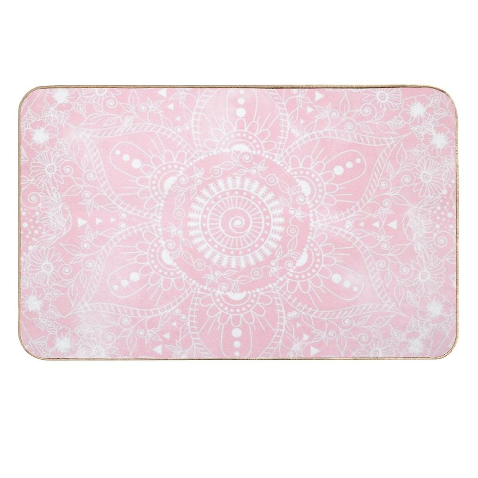 Watercolor White Mandala Flower Pink Design  Absorbent Bath Mat