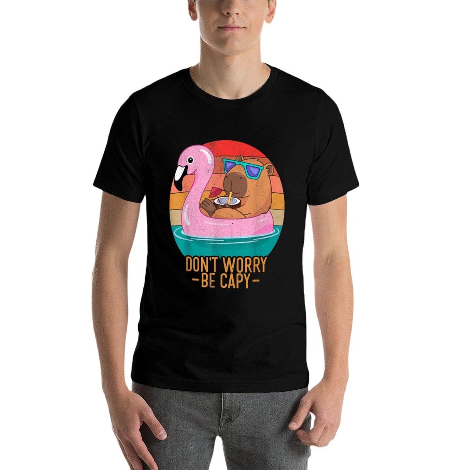 Retro Dont Worry Be Capy Kids Youth Women Men Boys Capybara  Soft T-Shirt