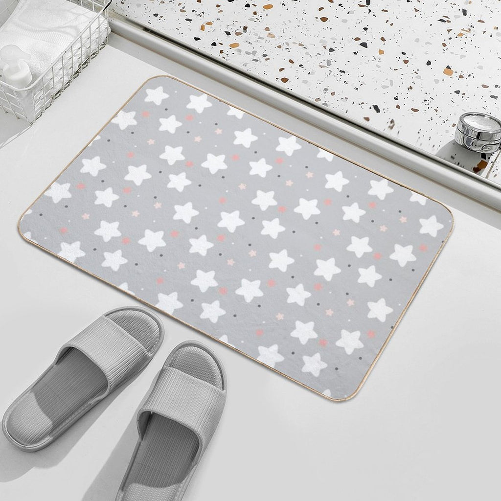 Cute White Star Pattern  Non-Slip Bath Mat