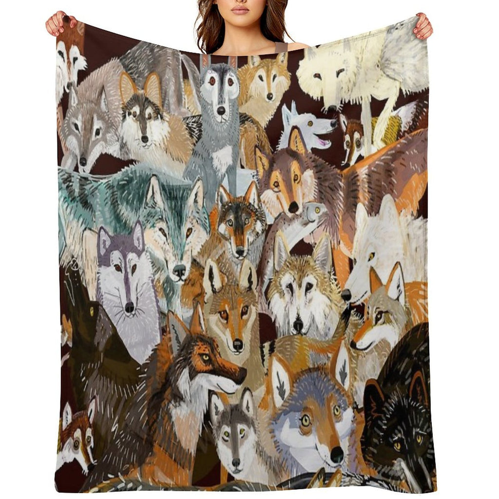Wolves Oclock Time to Wolf Shrink-resistant Throw Blanket