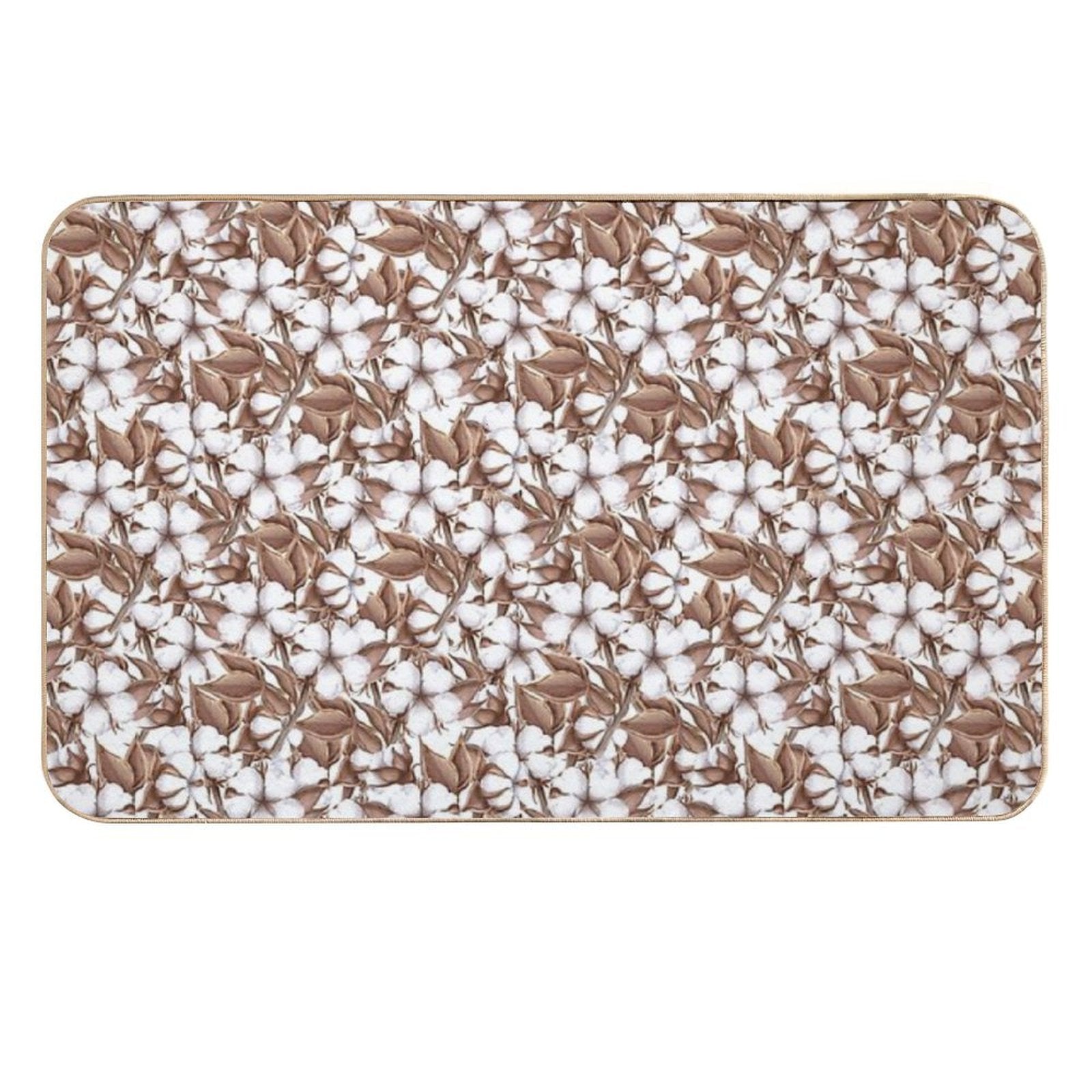 Cotton Flowers, Seamless Pattern  Easy To Clean Bath Mat