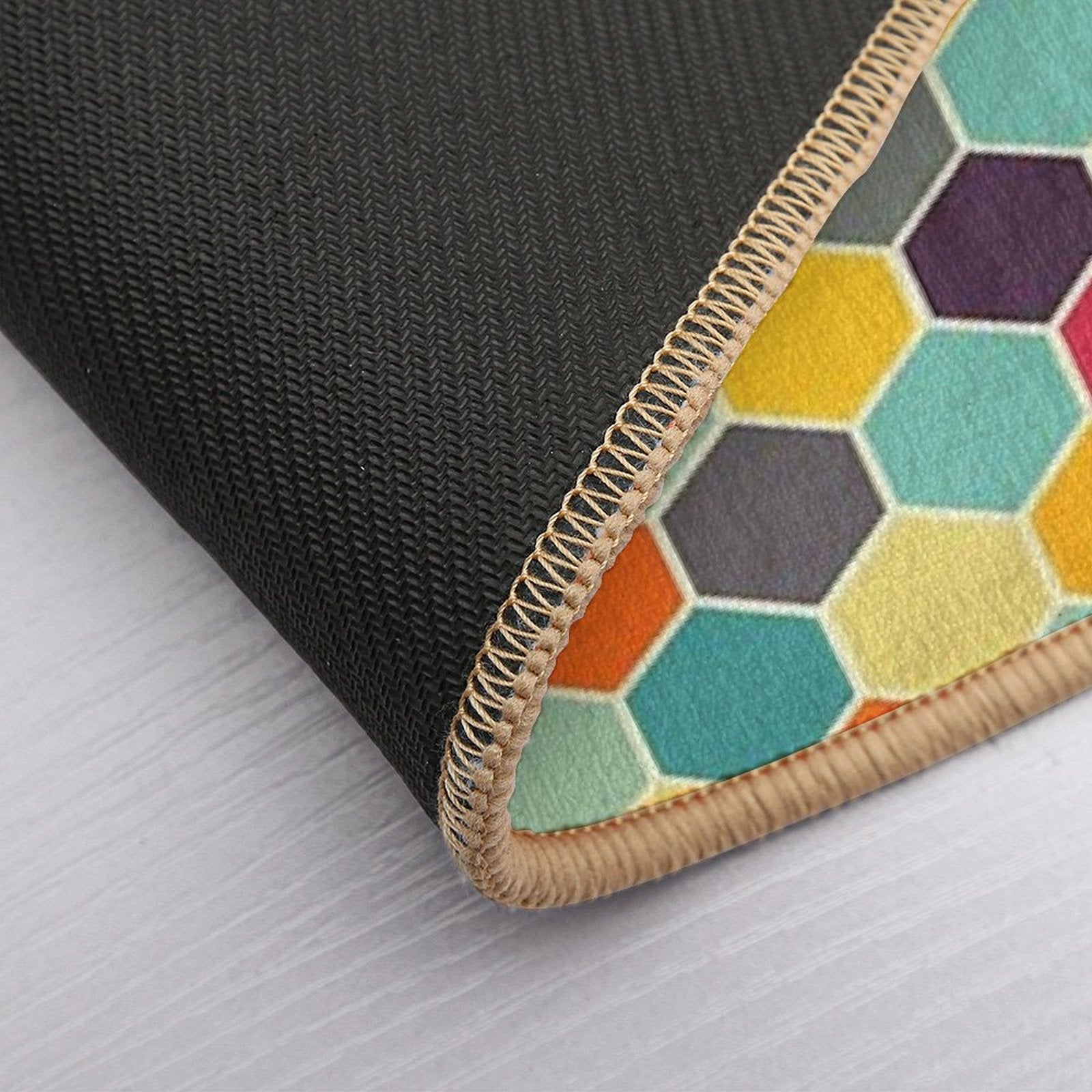 Colorful Retro Hexagon  Rapid-Drying Bath Mat