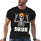 Skeleton Rock On Bruh Halloween For Mens Boys Kids Toddlers  Moisture-wicking T-Shirt