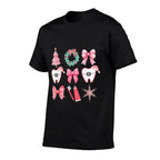 Christmas Coquette Bow Orthodontic Dental Dental Crew  Odor-resistant T-Shirt