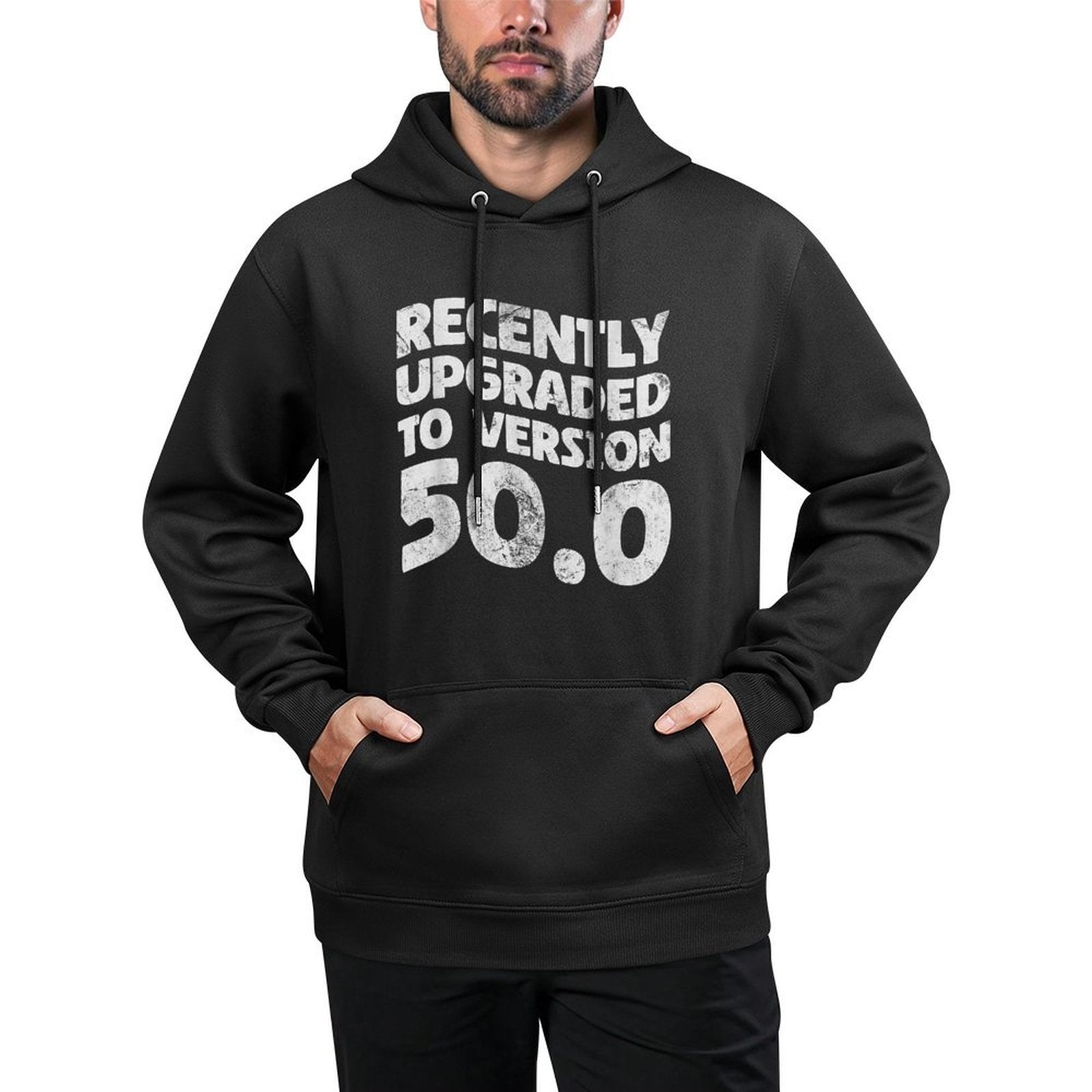50th Birthday Recently Upgraded To Version 50.0 Distressed Relaxed Fit Hoodie