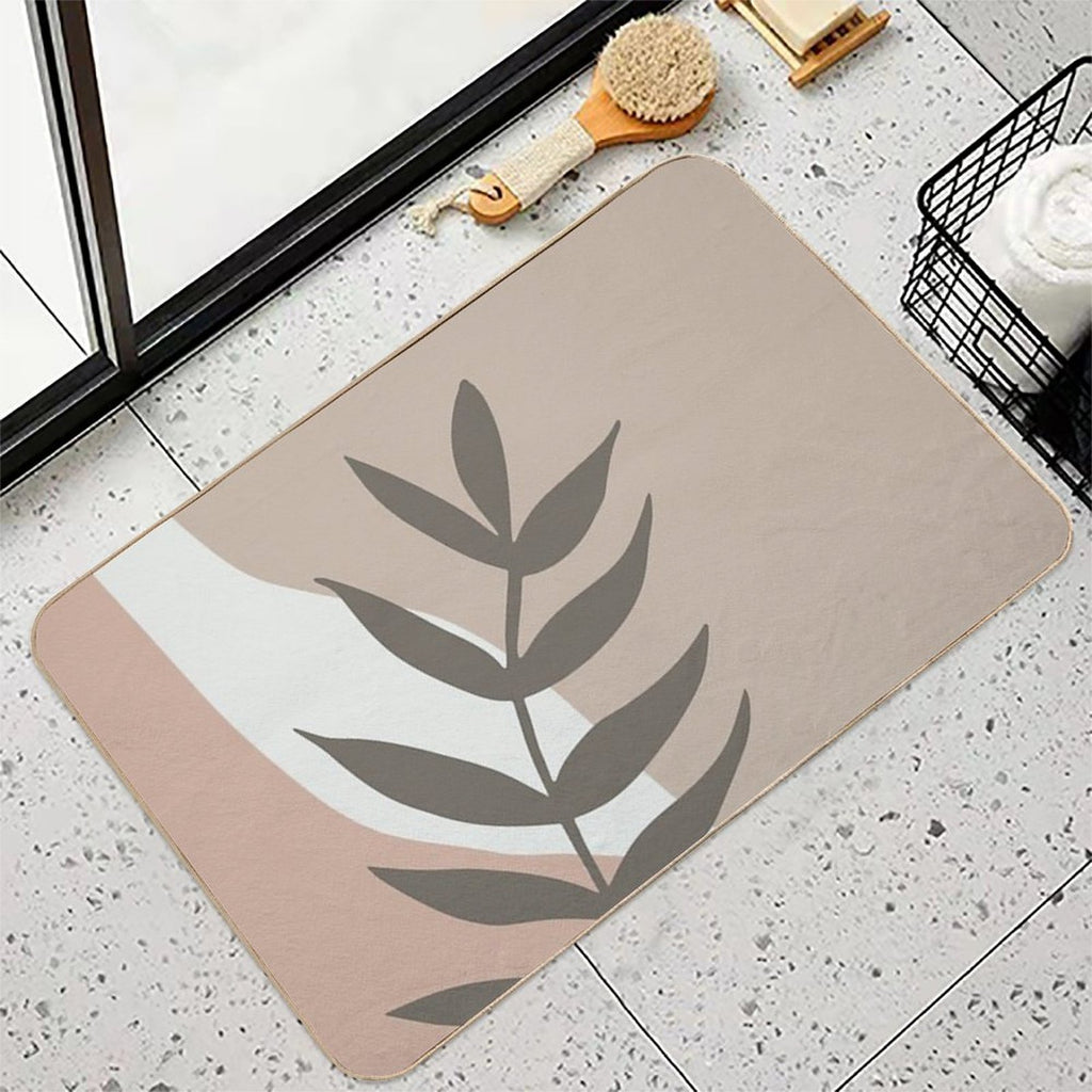 Modern Art Leaves Collection Pink & Taupes  Toxin-Free Bath Mat