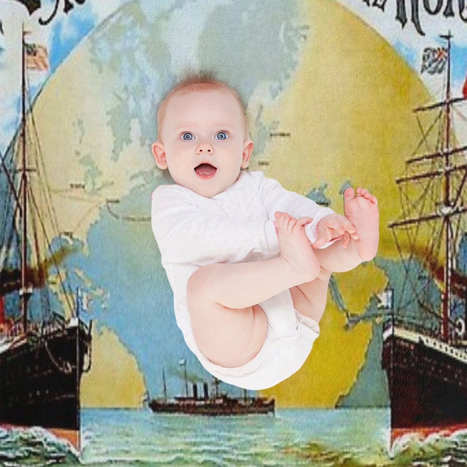 Around The World in 80 Days; Vintage Jules Verne Print Travel-friendly Throw Blanket