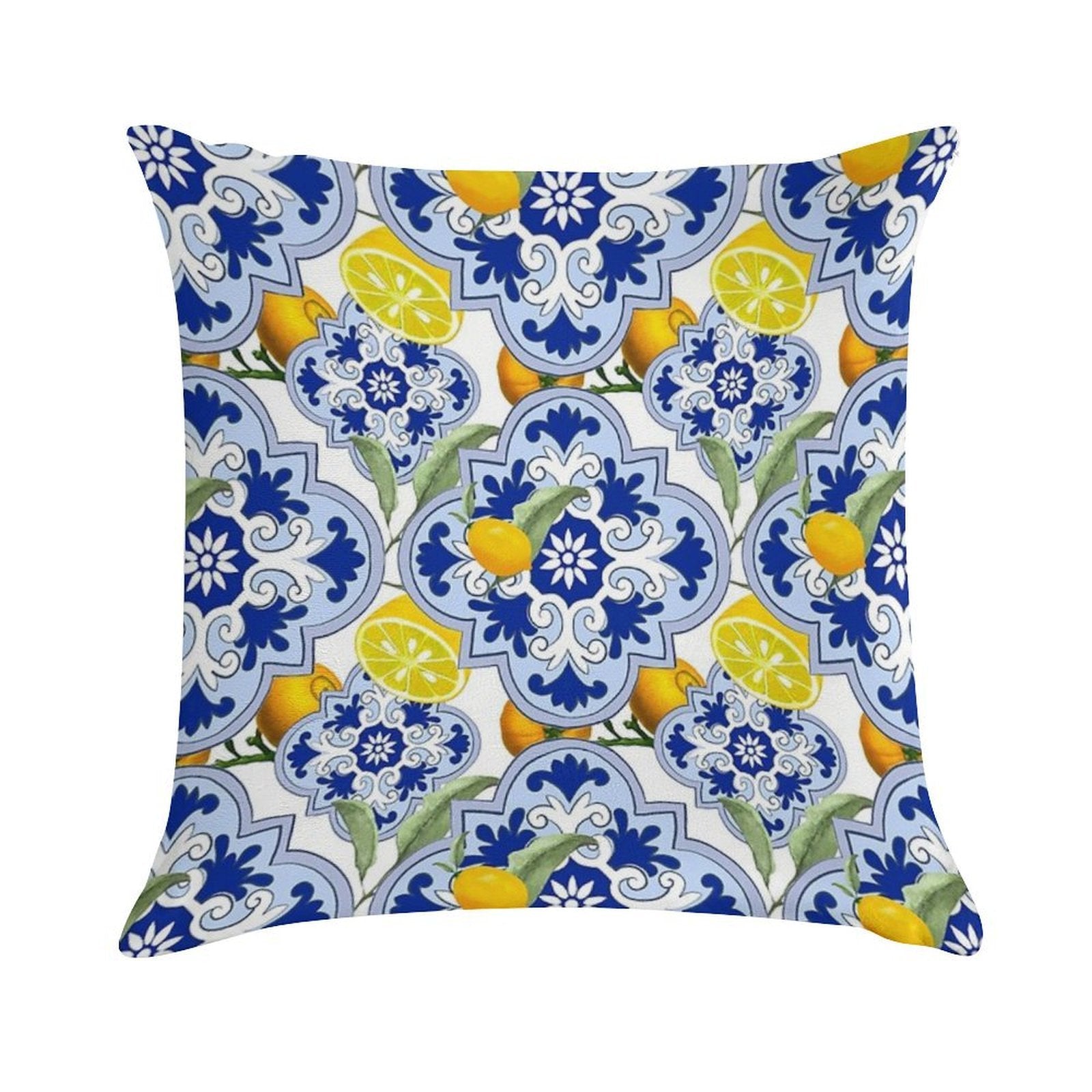 Summer,citrus,lemon Fruit Mosaic,Sicilian Style,tiles, Pattern Soft Washable Throw Pillow