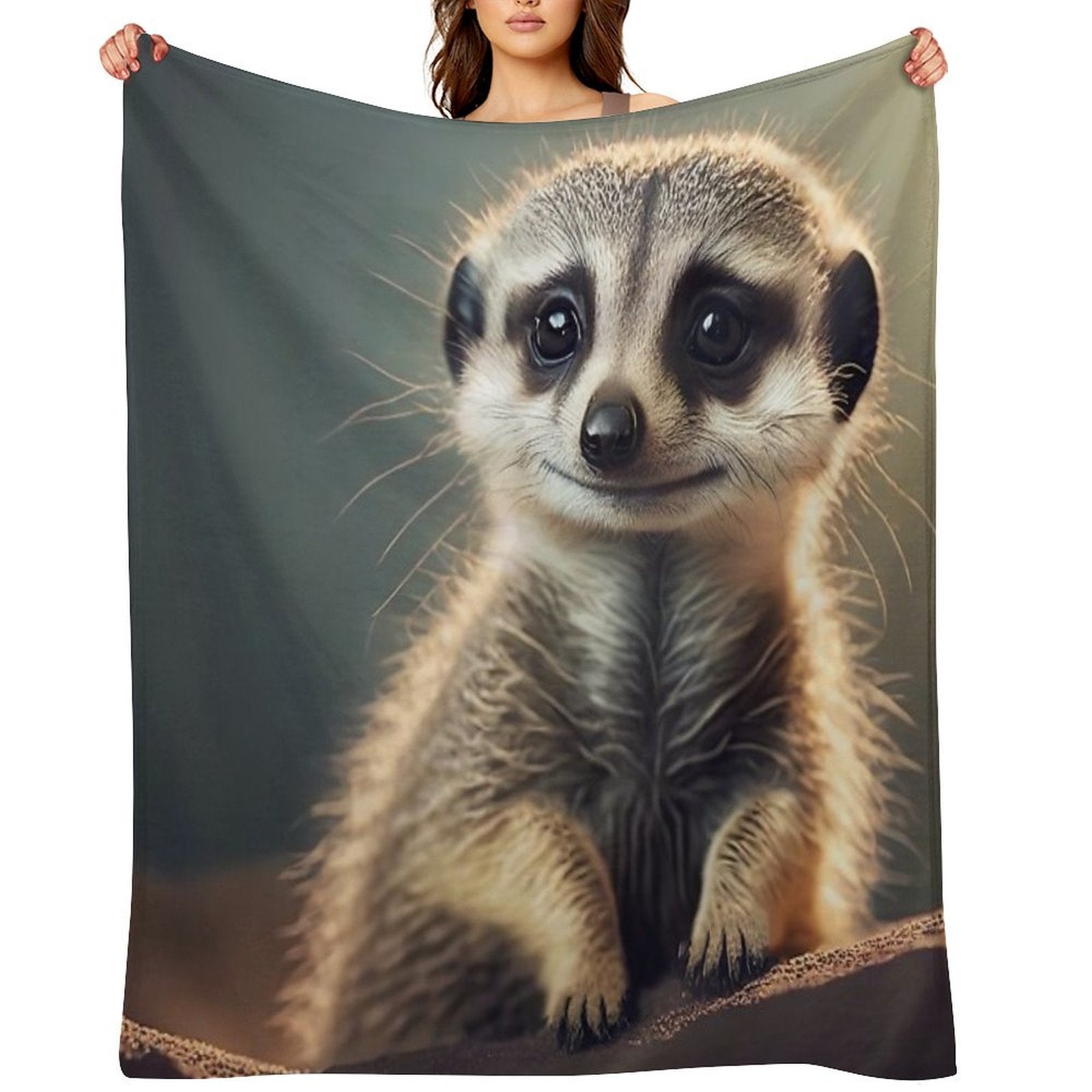 Meerkat - Cute Baby Animal Portrait Comfort Throw Blanket
