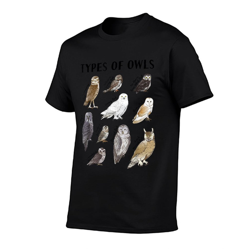 Types of Owls Educational Collection Cute Owl Lover  Stretchy T-Shirt