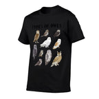 Types of Owls Educational Collection Cute Owl Lover  Stretchy T-Shirt