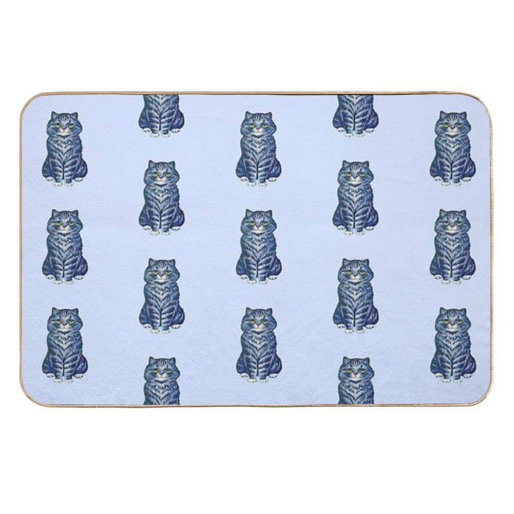 Cat in Blue by Artist Louis Wain  Non-Slip Bath Mat