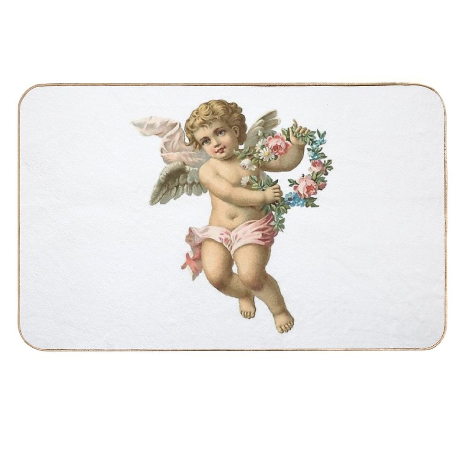 Vintage Cherub Angelic Angel With Flowers  Eco-Friendly Bath Mat