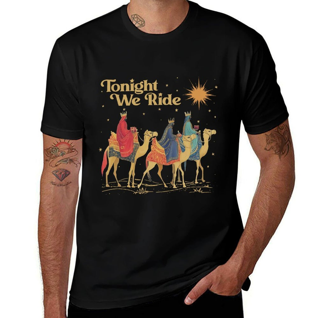 3 Wise Men Tonight We Ride Christmas Sweatshirt  Ribbed Collar T-Shirt