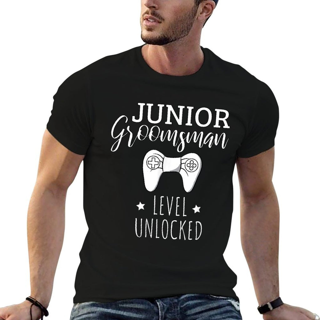 Cute Junior Groomsman Gaming Wedding Party Jr Boys Gift  Ribbed Collar T-Shirt