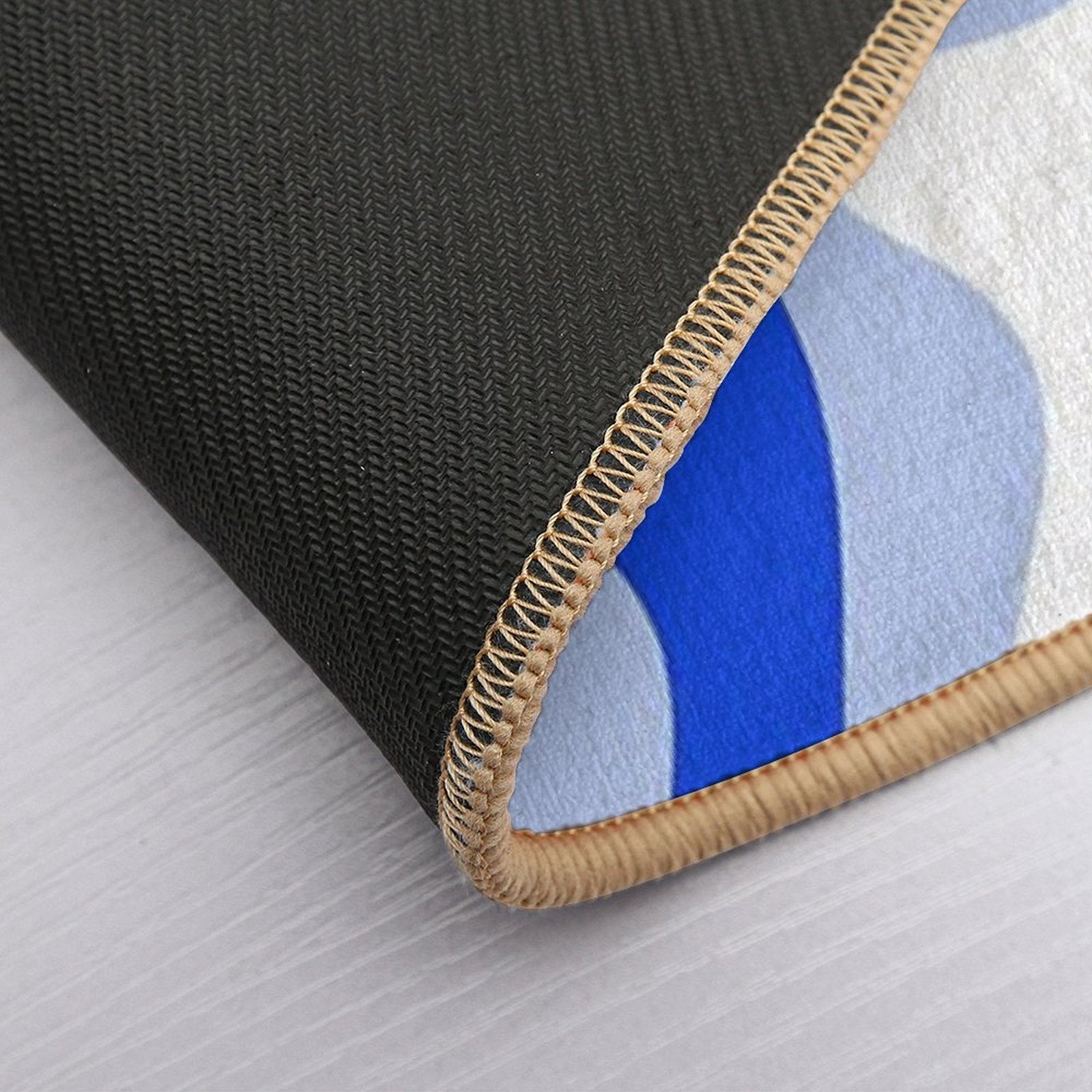 Retro Liquid Swirl Abstract Pattern Square in Royal Blue, Light Blue, And White  Eco-Friendly Bath Mat