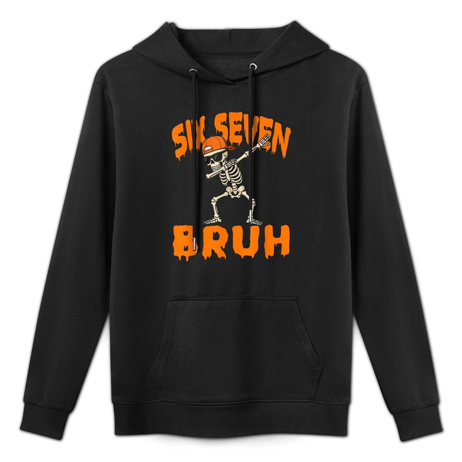 Six Seven Bruh Dabbing Skeleton Funny 67 Meme Halloween Adjustable Hood Hoodie