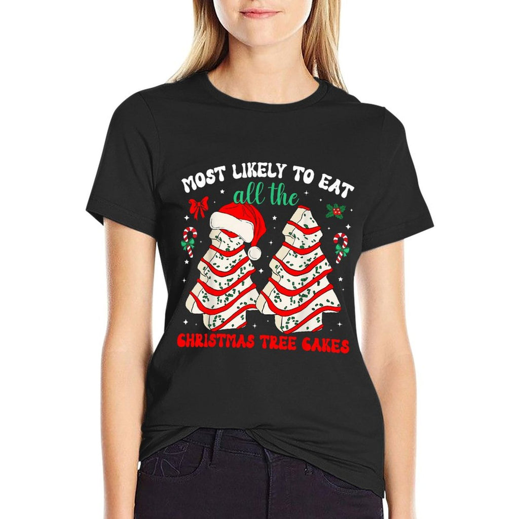 Most Likely to Eat All The Christmas Tree Cakes Debbie  Trendy Pattern T-Shirt