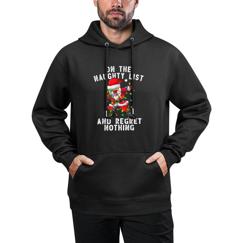 On The Naughty List And I Regret Nothing Dabbing Santa Cotton-Polyester Blend Hoodie