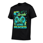 Controller 4th Grade Level Unlocked First Day Of School Boys  Ribbed Collar T-Shirt