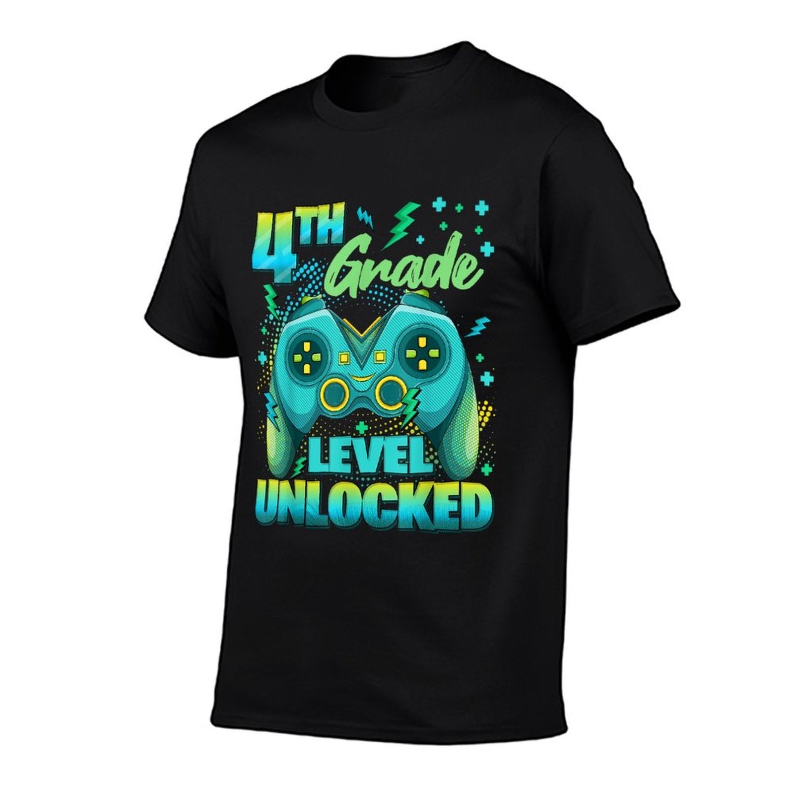Controller 4th Grade Level Unlocked First Day Of School Boys  Ribbed Collar T-Shirt