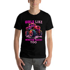 Funny Girls Like Monster Trucks Too Monster Truck Lover  Wrinkle-resistant T-Shirt