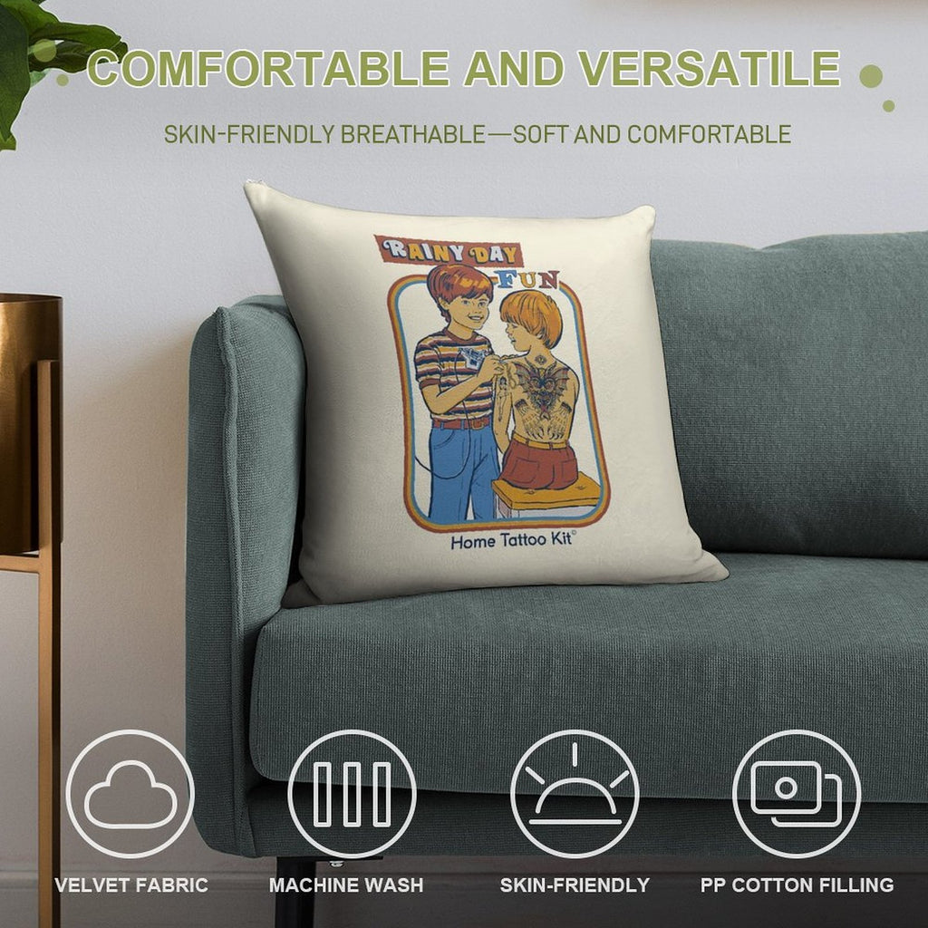 Rainy Day Fun Soft Skin-Friendly Throw Pillow