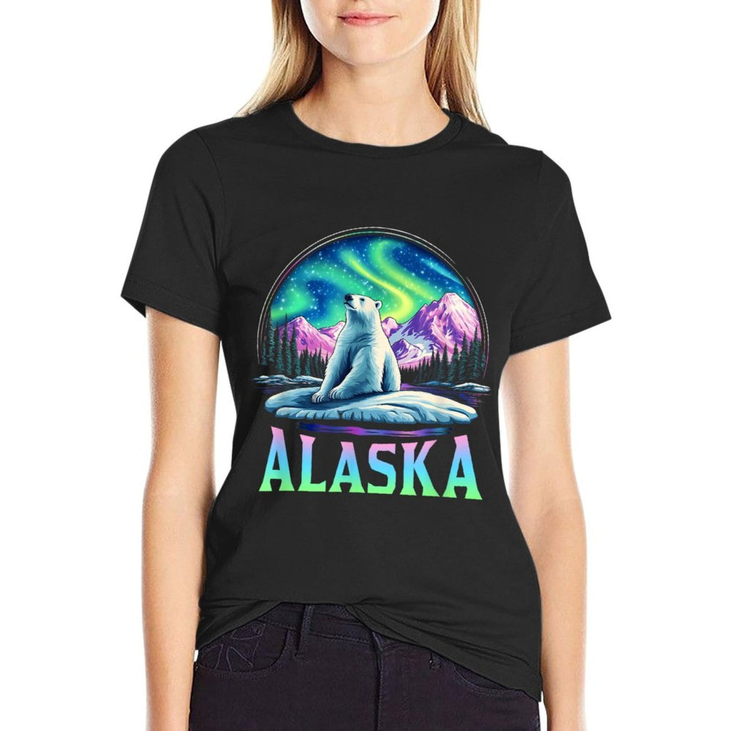 Alaska Northern Lights Aurora Viewing Bear Vacation Trip  Heathered Texture T-Shirt