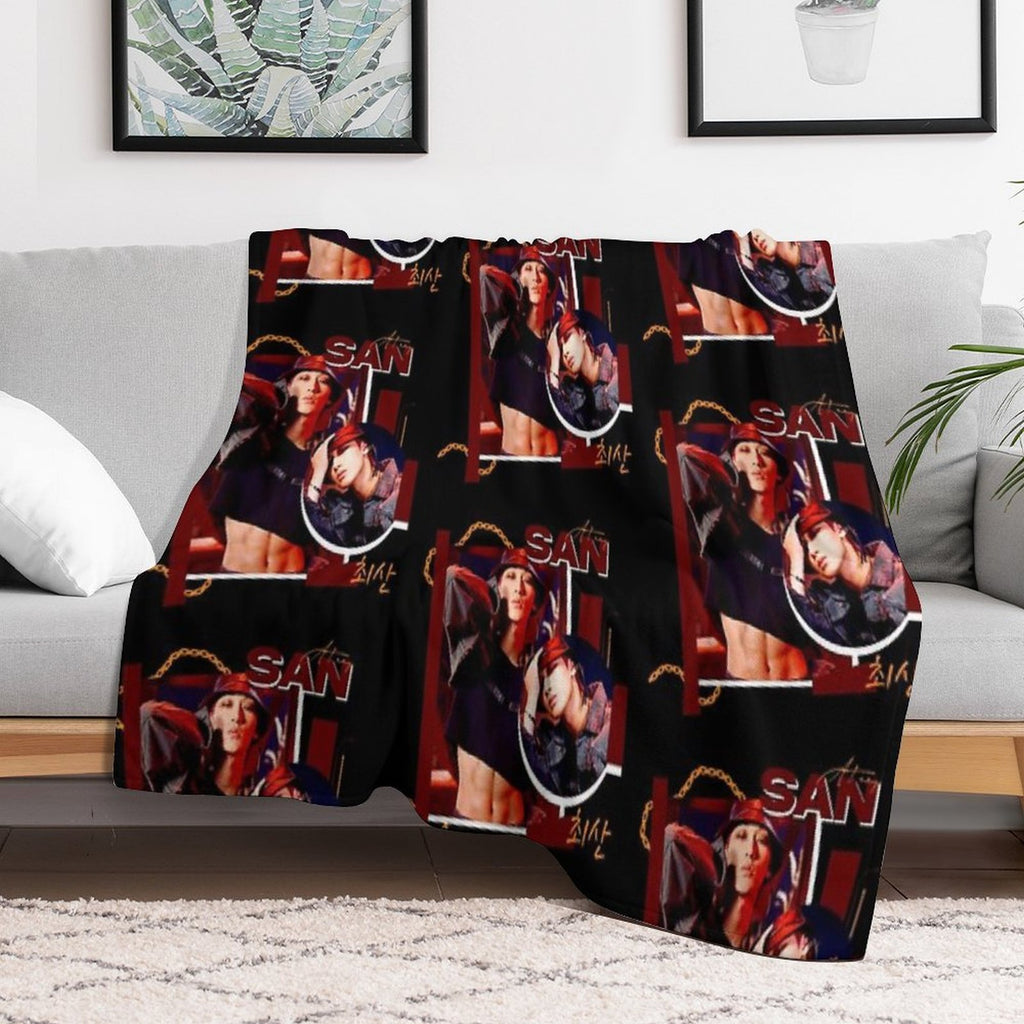 ATEEZ SAN  FIREWORKS Plush Throw Blanket