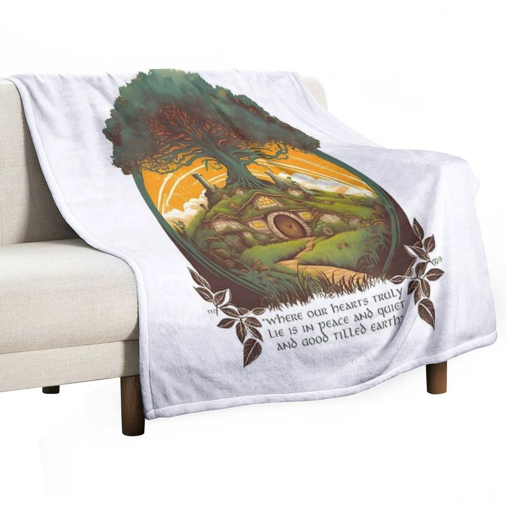 Round Doors Under A Tree - Fantasy Shrink-resistant Throw Blanket