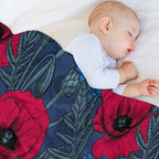 Red Poppies And Blue Cornflowers on Blue Shrink-resistant Throw Blanket