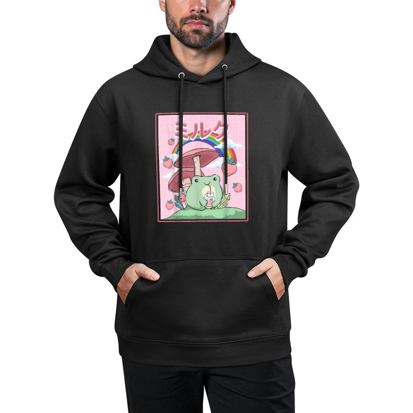 Cottagecore Aesthetic Kawaii Frog Frog Japanese Milk Shrink-Resistant Hoodie