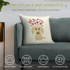 Longhaired Cream Dachshund with Hearts Soft Durable Construction Throw Pillow