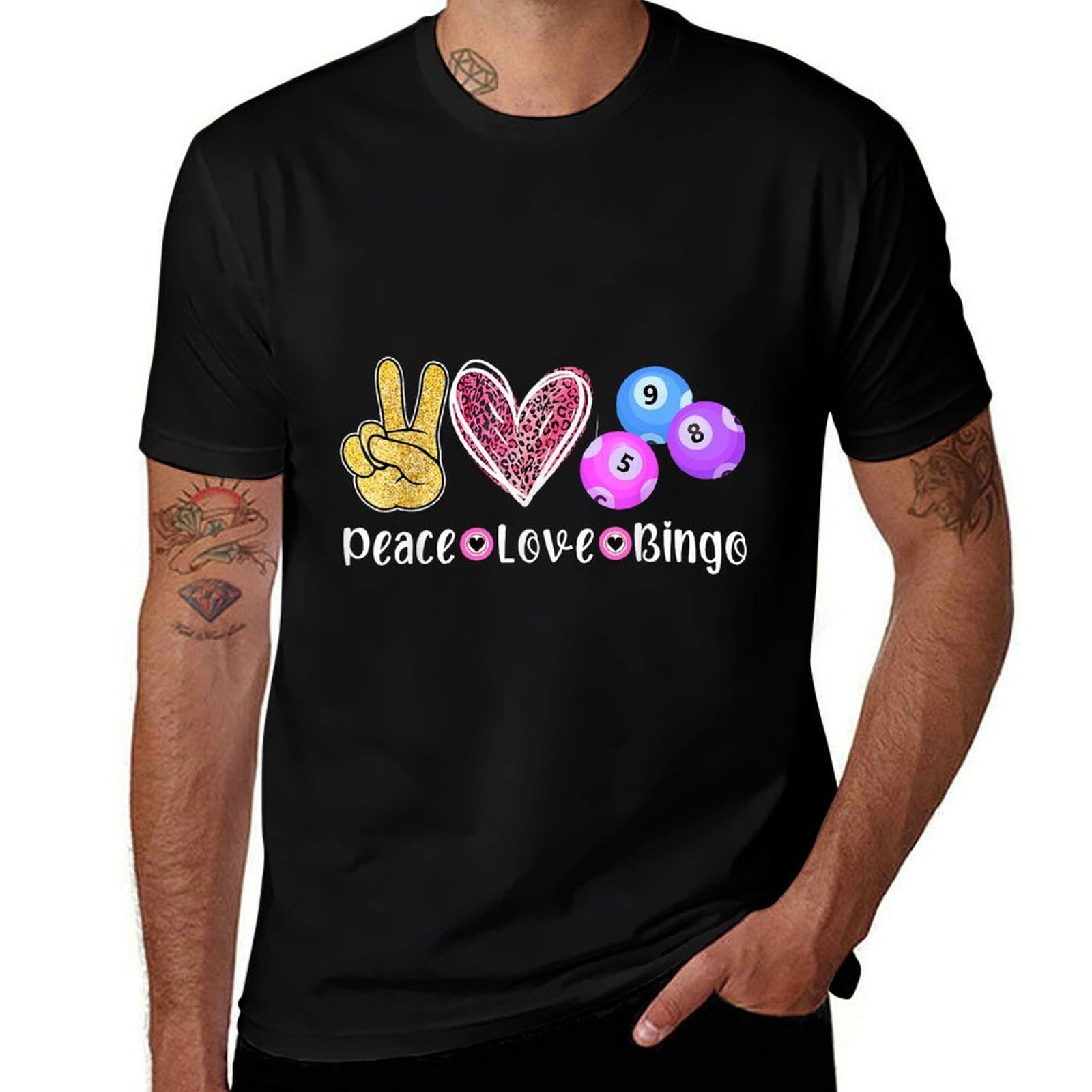 Peace Love Bingo Funny Bingo Lover  Slim-fit Cut T-Shirt