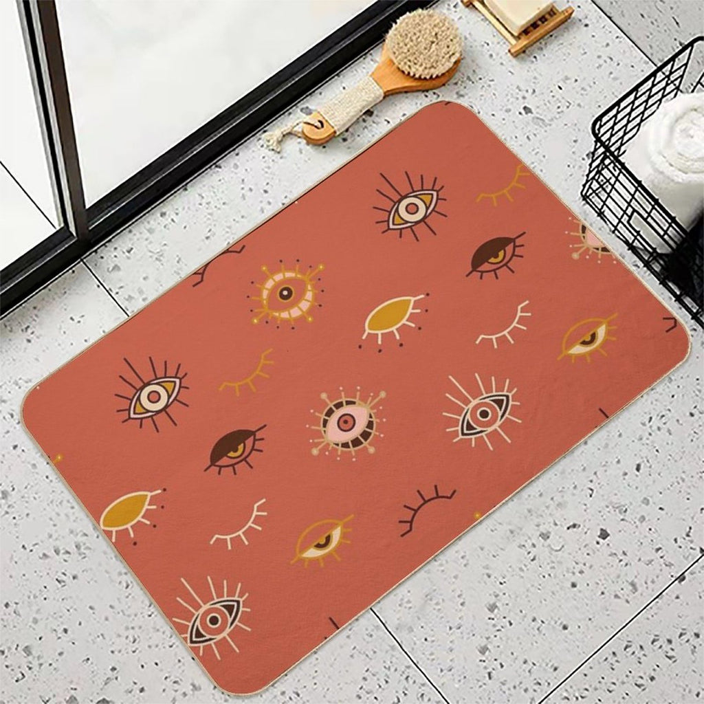 Terracotta Evil Eyes  Dirt-Trapping Bath Mat