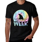 Retro Shark Fin Week 2025 Shark Lover Ocean Wildlife Tie Dye  Wrinkle-resistant T-Shirt