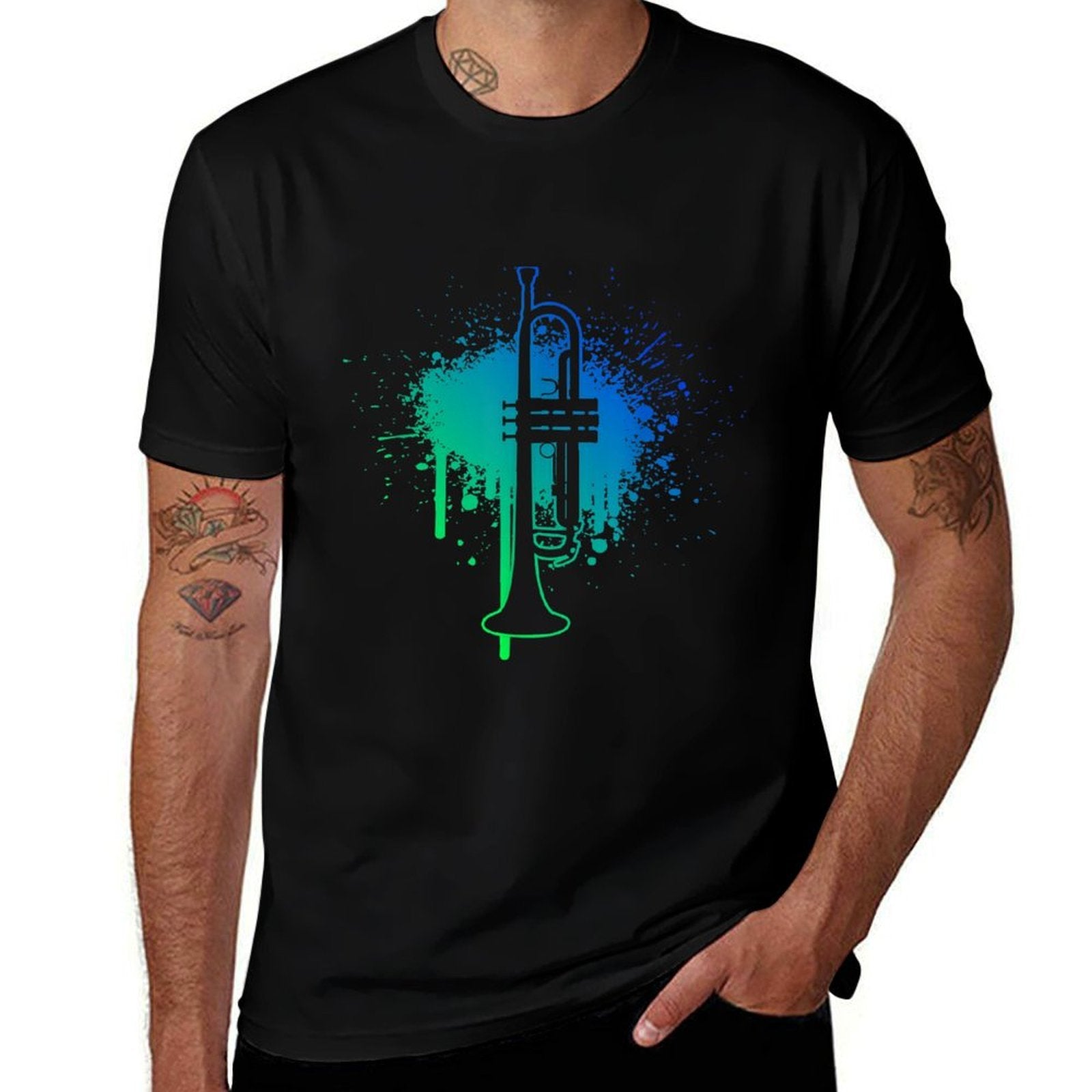 Trumpet Mens Trumpet Player Trumpeter  Polyester Blend T-Shirt