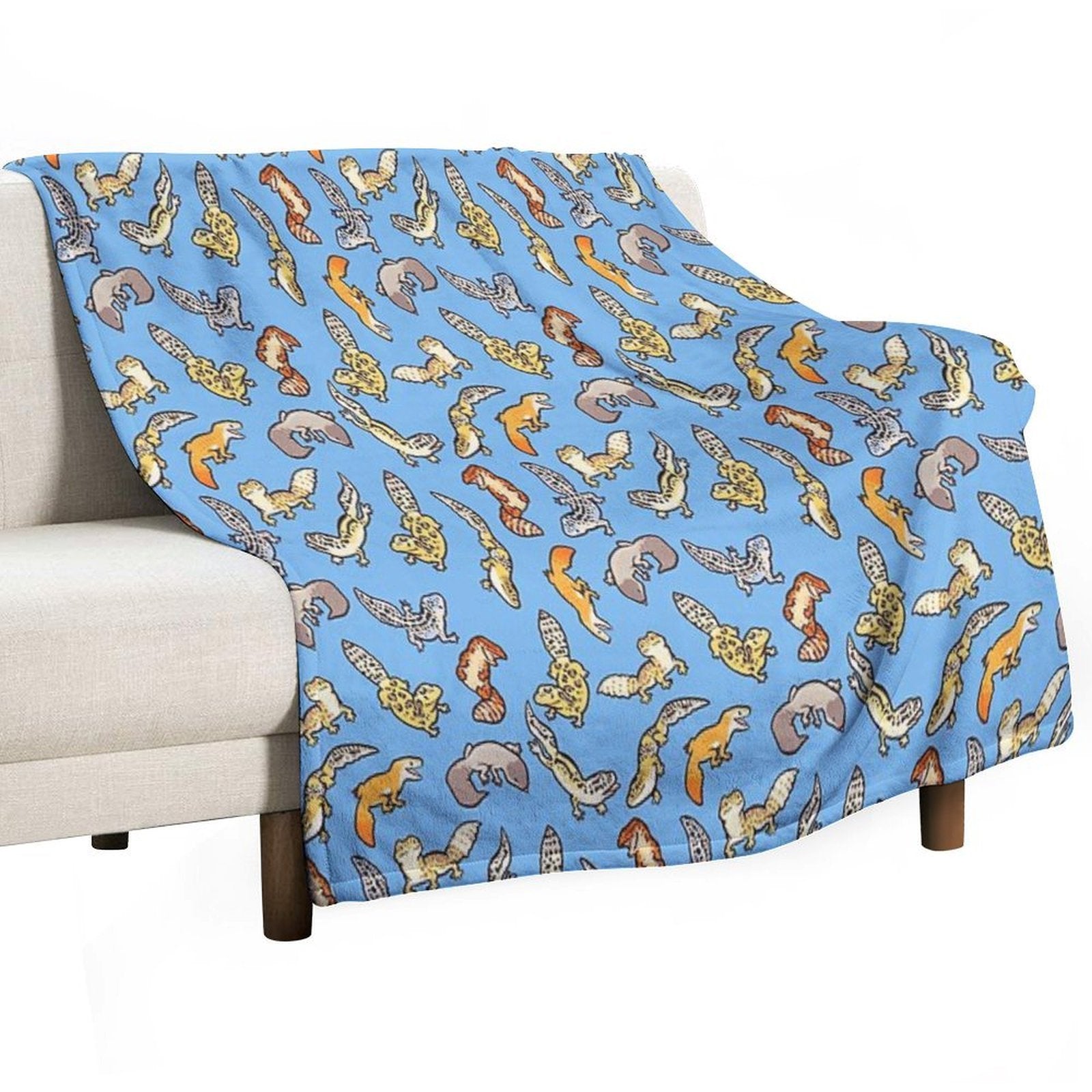 Chub Geckos in Blue Anti-pilling Throw Blanket